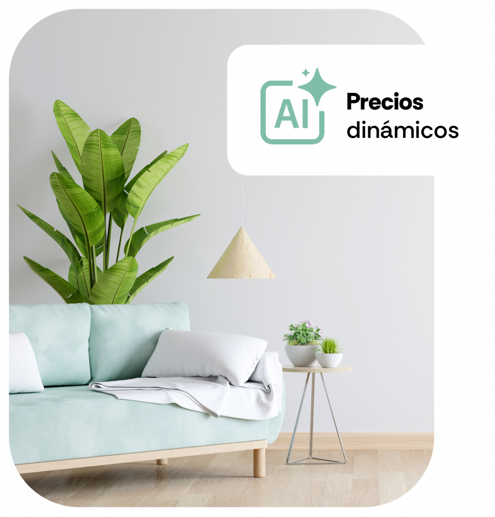 Sofá verde con una mantita, dos cojines blancos y varias macetas.